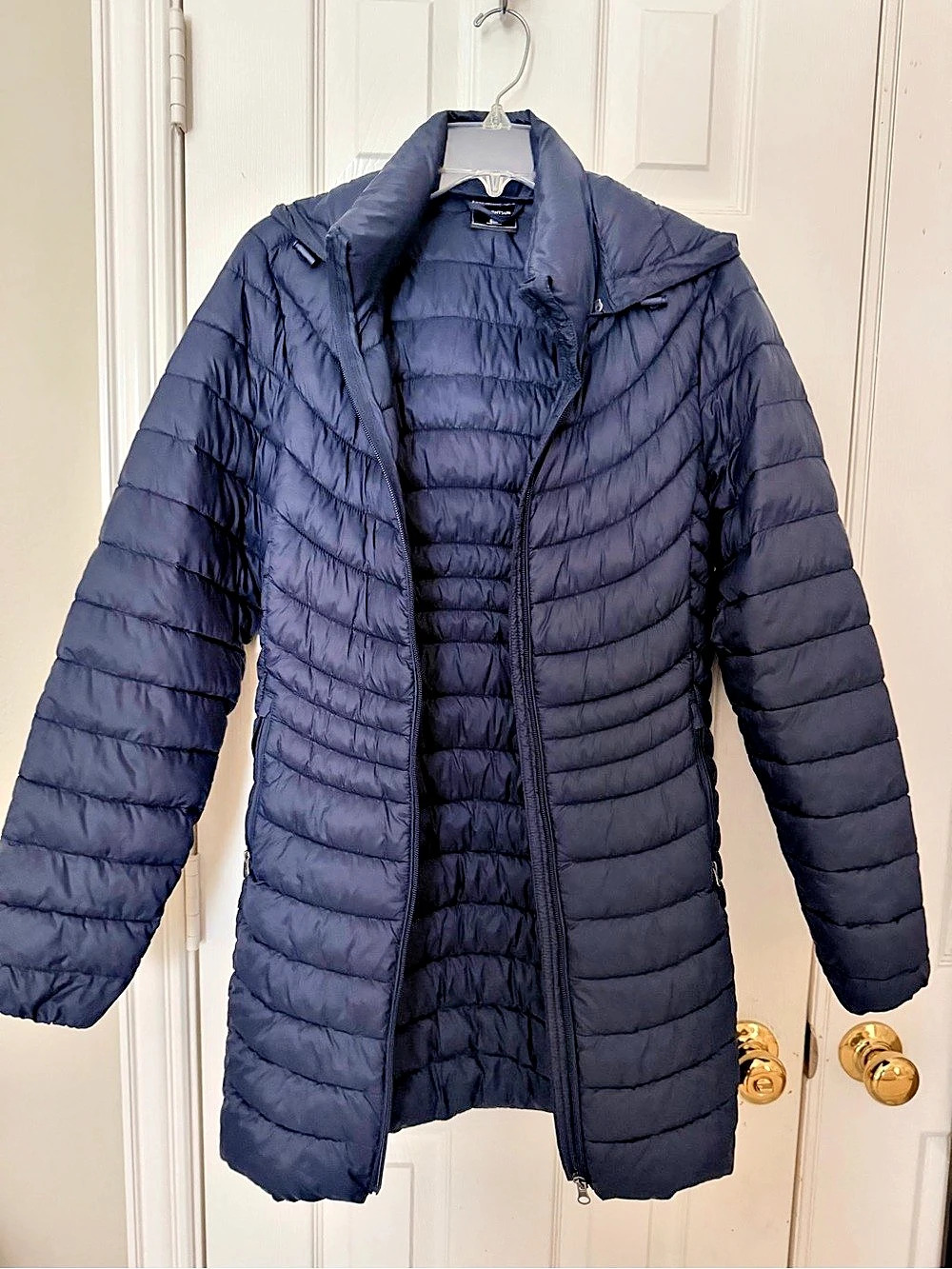 MIDNIGHT SUN Women's Packable Lightweight Hooded Puffer Jacket Blue Medium